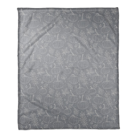 Autumn Pumpkins On Blue Coral Fleece Blanket